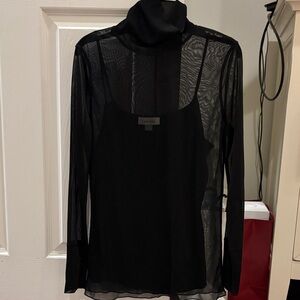 Calvin Klein Black Sheer Long Sleeve Top